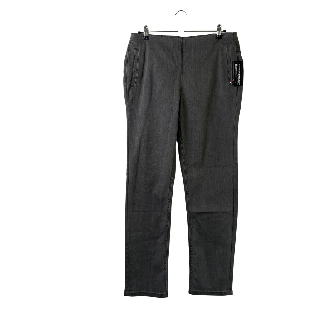 Denim & Co Signature Slim Straight Leg Jeans Size 14 Gray Stretch Pull‎ On NWT